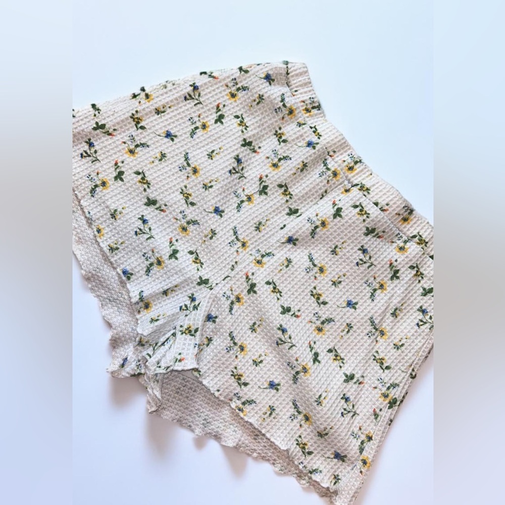 Floral Waffle-Knit Shorts